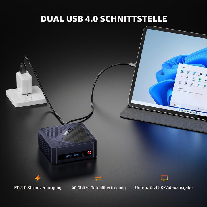 BOSGAME P5 Pro Mini-PC AMD Ryzen 7 6800H, 8 Kerne 16 Threads, Radeon 680M, 32GB DDR5 RAM, 1TB PCIe S