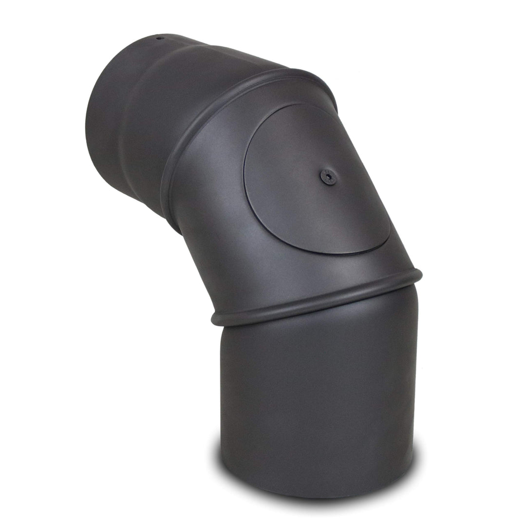 LANZZAS Rauchrohr Bogen 0° - 90° verstellbar mit Tür - im Durchmesser Ø 130 mm - Farbe: gussgrau - O
