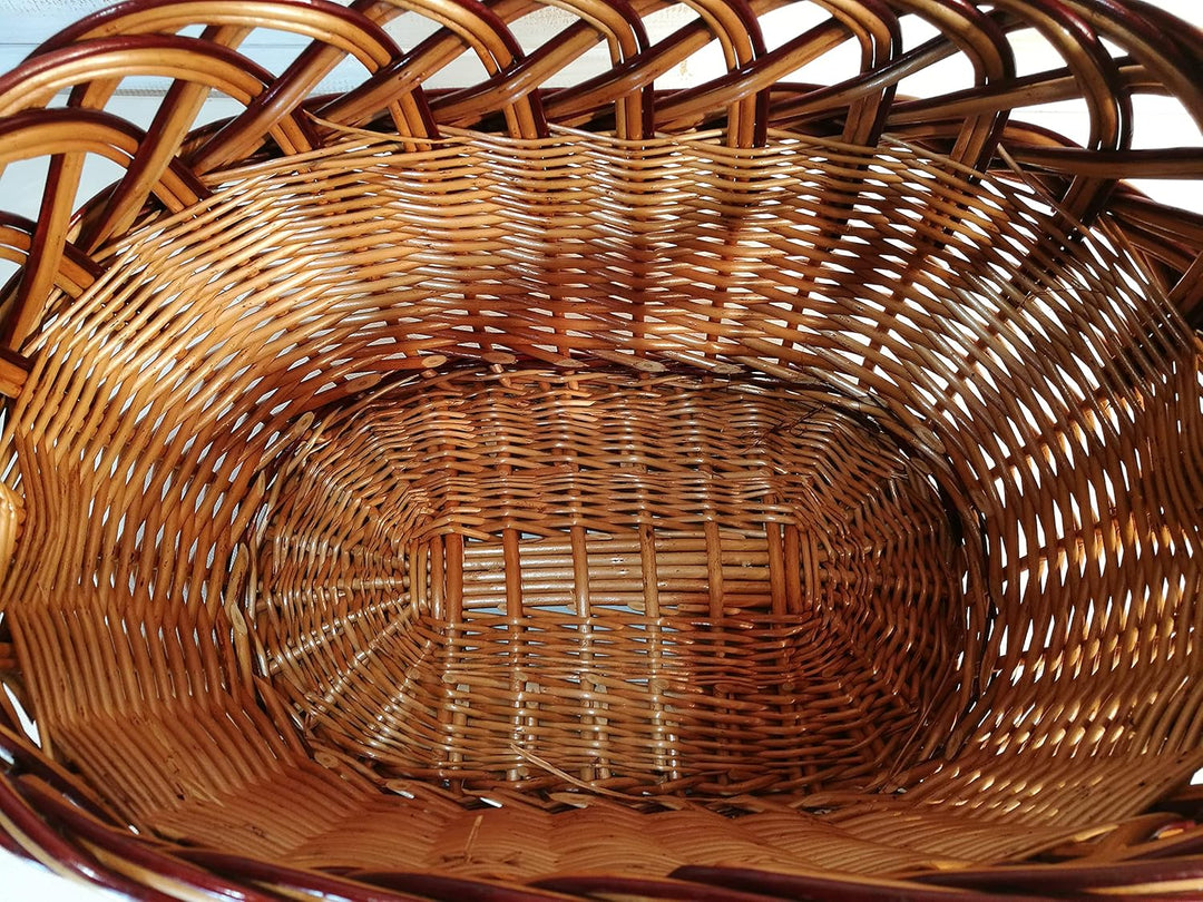 Pilzkorb Einkaufskorb Weidenkorb geflochten Oval mit Henkel L: 39 cm x B: 22 cm