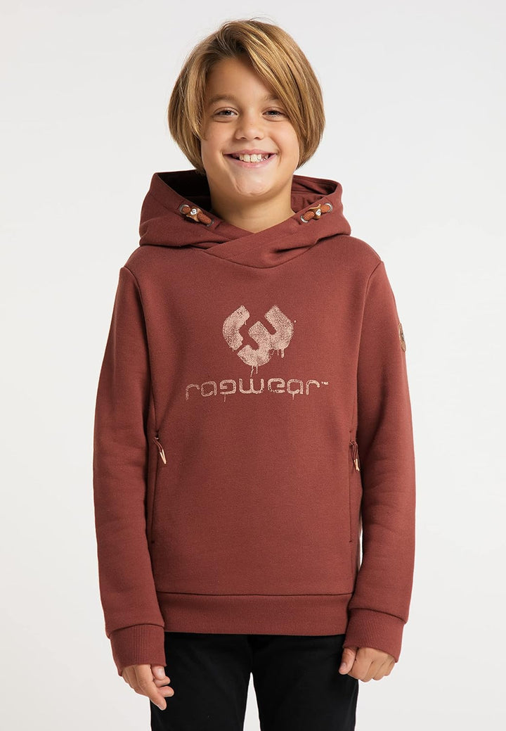 Ragwear Esam Jungen Sweatshirt Hoodie Kapuzenpullover Sweater Pullover Shirt Kinder Sweat, 128 Terra