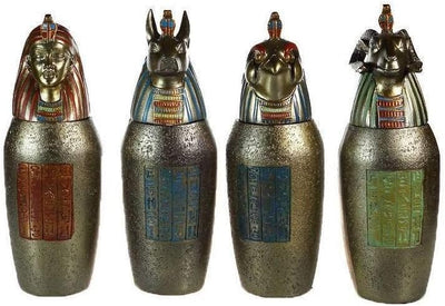 Lachineuse - 4 Ägyptische Canope-Vasen – Dekorative Vasen 21 cm – Dekorationsgegenstände Ägypten Ant
