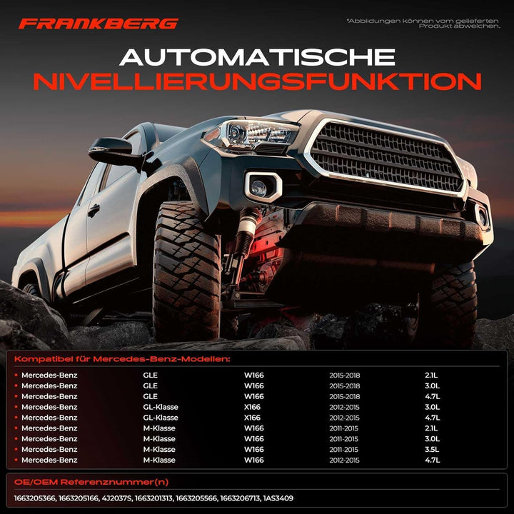 Frankberg Luftfederbein Luftfederung Vorne Links Kompatibel mit X166 2012-2015 W166 2015-2018 W166 2