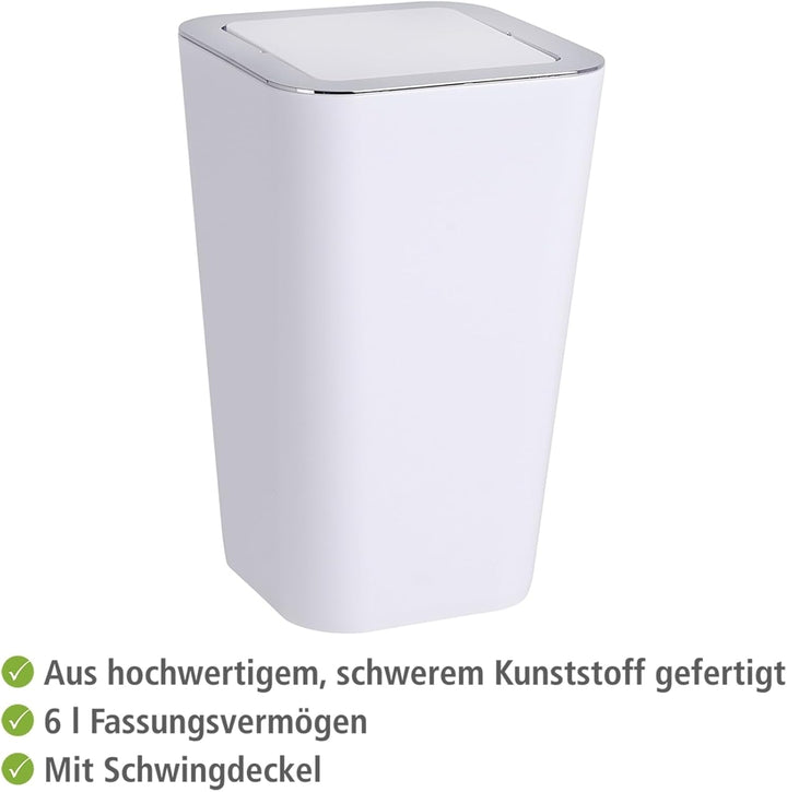 WENKO Kosmetikeimer Mod. Candy 6 lrt., Hygieneeimer, Badezimmer-Mülleimer mit Schwingdeckel ideal fü