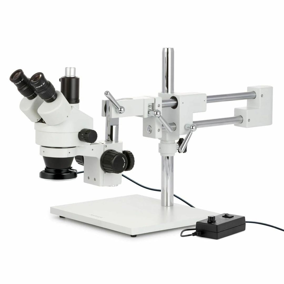 AmScope SM-4TZ-144 Trinokulares Stereomikroskop mit 144-LED-Ringlicht, 3.5X-90X, Weiss