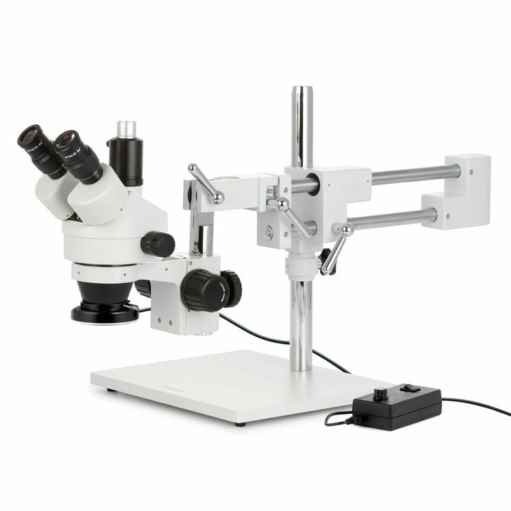 AmScope SM-4TZ-144 Trinokulares Stereomikroskop mit 144-LED-Ringlicht, 3.5X-90X, Weiss