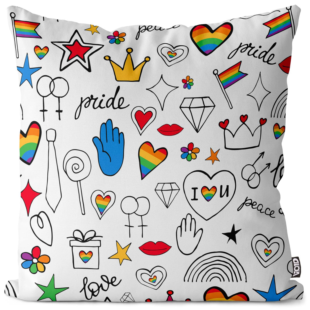 VOID Pride Grafik Regenbogen Kissenbezug Kissenhülle Polyester wasserfest Outdoor Indoor, Kissen Grö