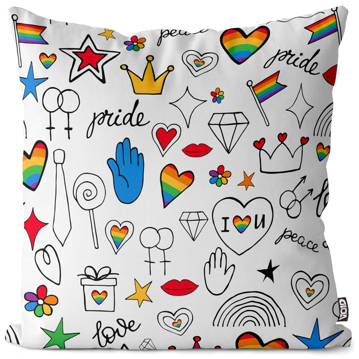 VOID Pride Grafik Regenbogen Kissenbezug Kissenhülle Polyester wasserfest Outdoor Indoor, Kissen Grö