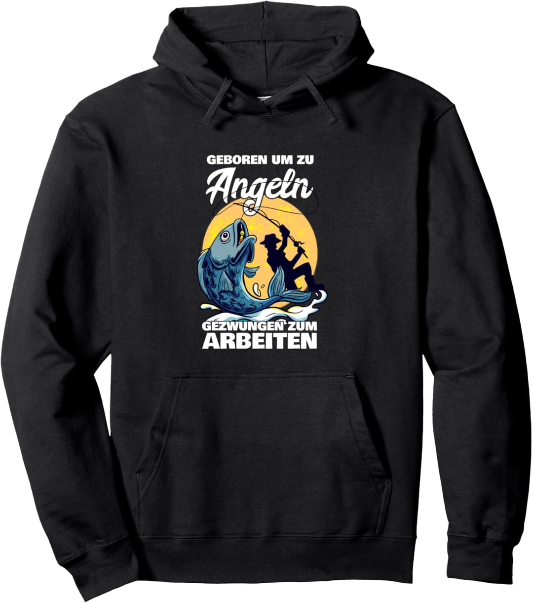 Geboren Zum Angeln Angler Sprüche Geschenk Fun Pullover Hoodie