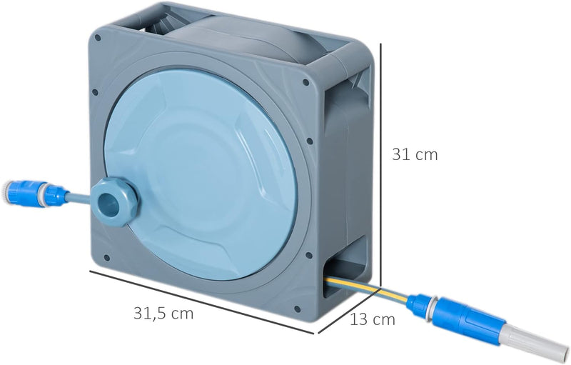 Outsunny Schlauchtrommel 10,2 m Schlauchaufroller Automatik schwenkbar Druckluft Garten Druckluftsch