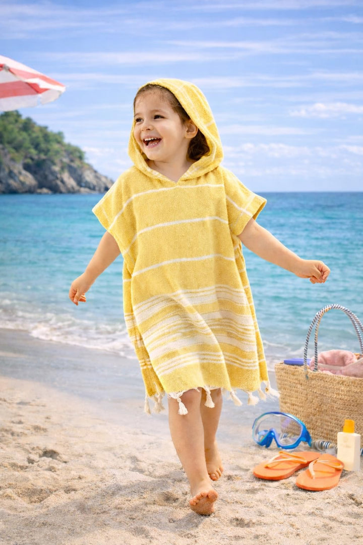 ELY PARKER Strandponcho für Kinder - 100% Baumwolle Strandtuch &amp; Strandkleid - Saugstarkes Badeponch