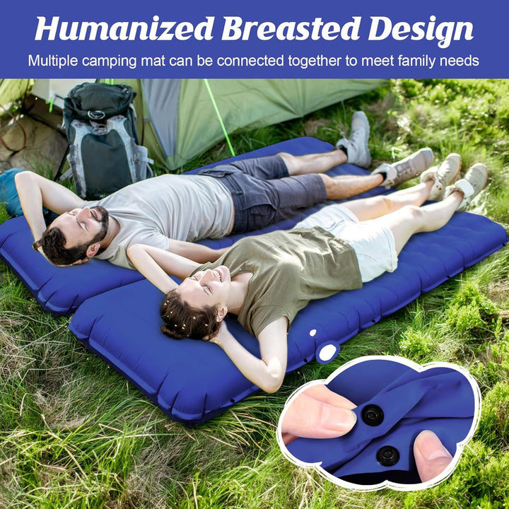 Isomatte Selbstaufblasend mit Fusspresse Pumpe, 12cm Verdicken Isomatte Camping, Ultraleicht Luftmat