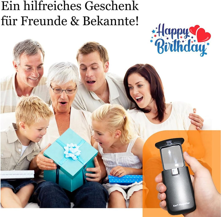 EasY Magnifier Taschen Lupe 3fach mit LED Licht; Kleine Leselupe Lesehilfe für Senioren, Mini Handlu