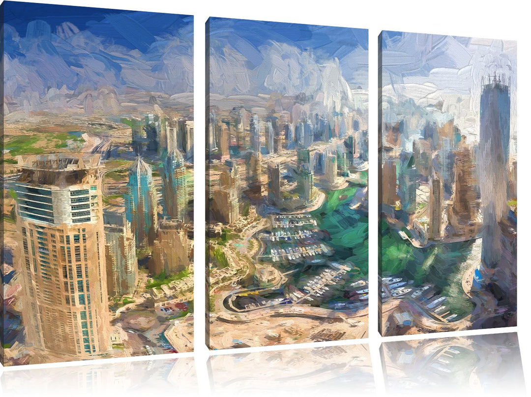 Pixxprint Dubai Hotel Burj al Arab als Leinwandbild/Grösse: 3 Teilig (120x80 cm) cm/Wandbild/Kunstdr