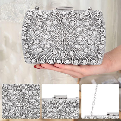 CORIOS Clutch Damen Strass Abendtasche Glitter Handtasche Luxus Portemonnaie Tasche Elegant Schulter