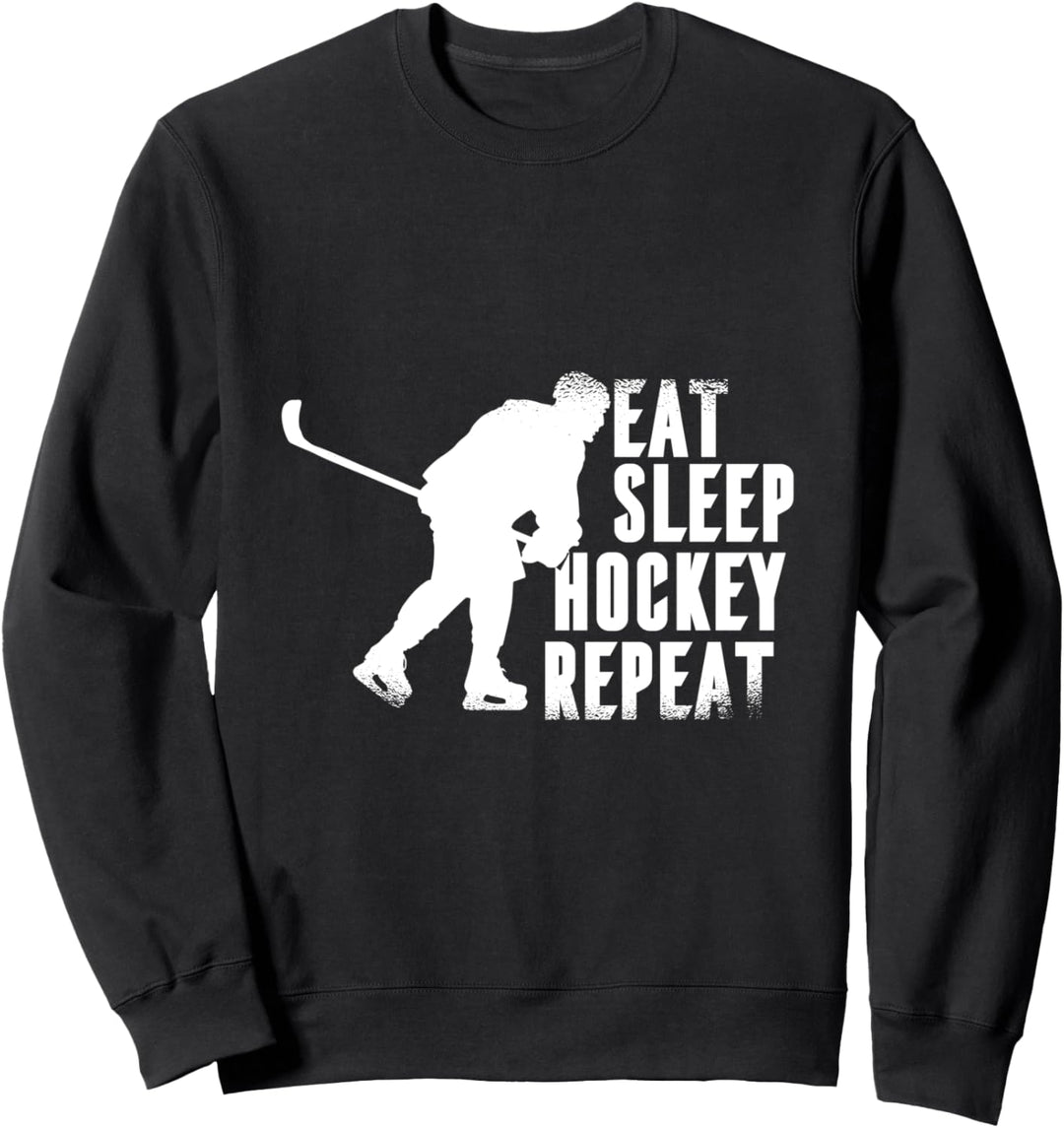Essen-Schlafen-Hockey-Wiederholung - Sportgrafik Sweatshirt