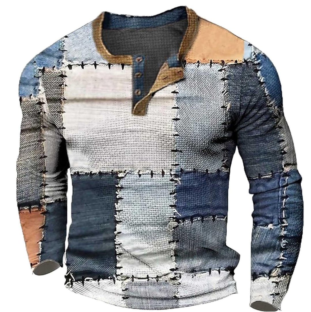 Herren-T-Shirt mit Langen Ärmeln, bedrucktem, modisch, lässig Tops Unterziehen Weiss XL, Weiss XL