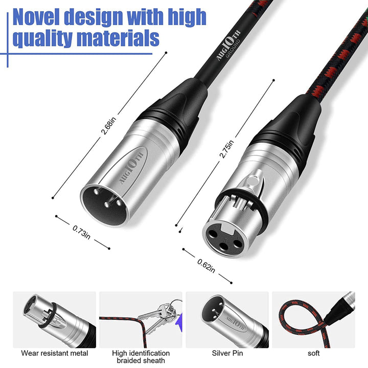 XLR Pro Mikrofon Kabel 4,5 Meter 2 Pack Männlich (Male) zu Weiblich(Female) XLR Kabel 3-polig rot au