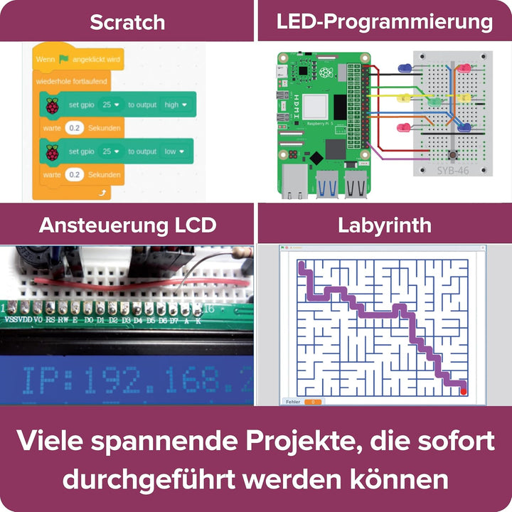 FRANZIS 67219 - Mach's einfach Raspberry Pi 5 für Einsteiger, inkl. Allen Bauteilen und umfangreiche