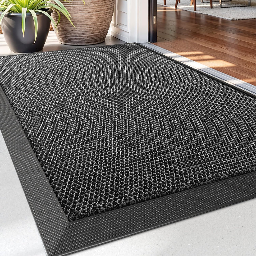 DEXI Fussmatte aussen 80 x 120 cm, rutschfeste Schmutzfangmatte, Dunkelgrau | langlebig Fussabtreter