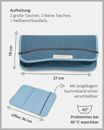 ULLENBOOM Windeltasche für unterwegs, Blau, Made in EU - Wickeltasche für bis zu 3 Windeln, Feuchttü