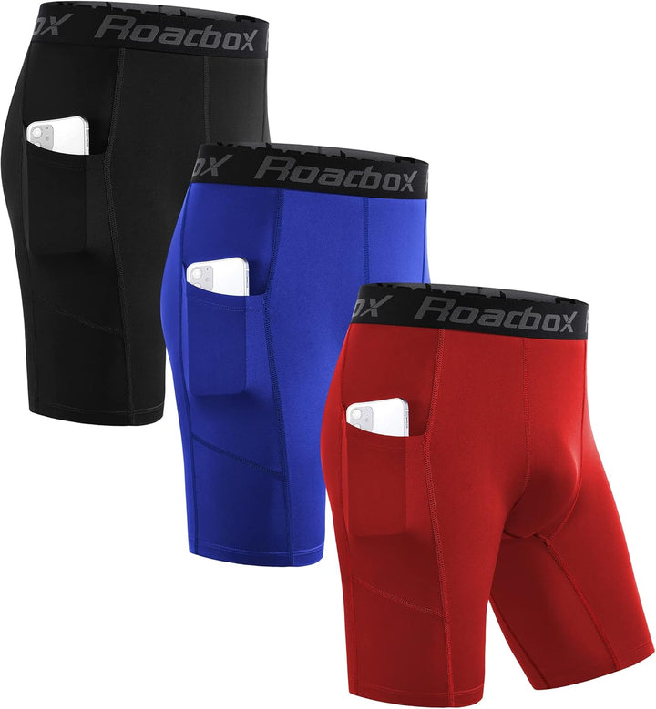 Roadbox 1 oder 3 Pack Herren Kompressionsshorts, Schnelltrocknendes Baselayer Unterhose Tights Kurz