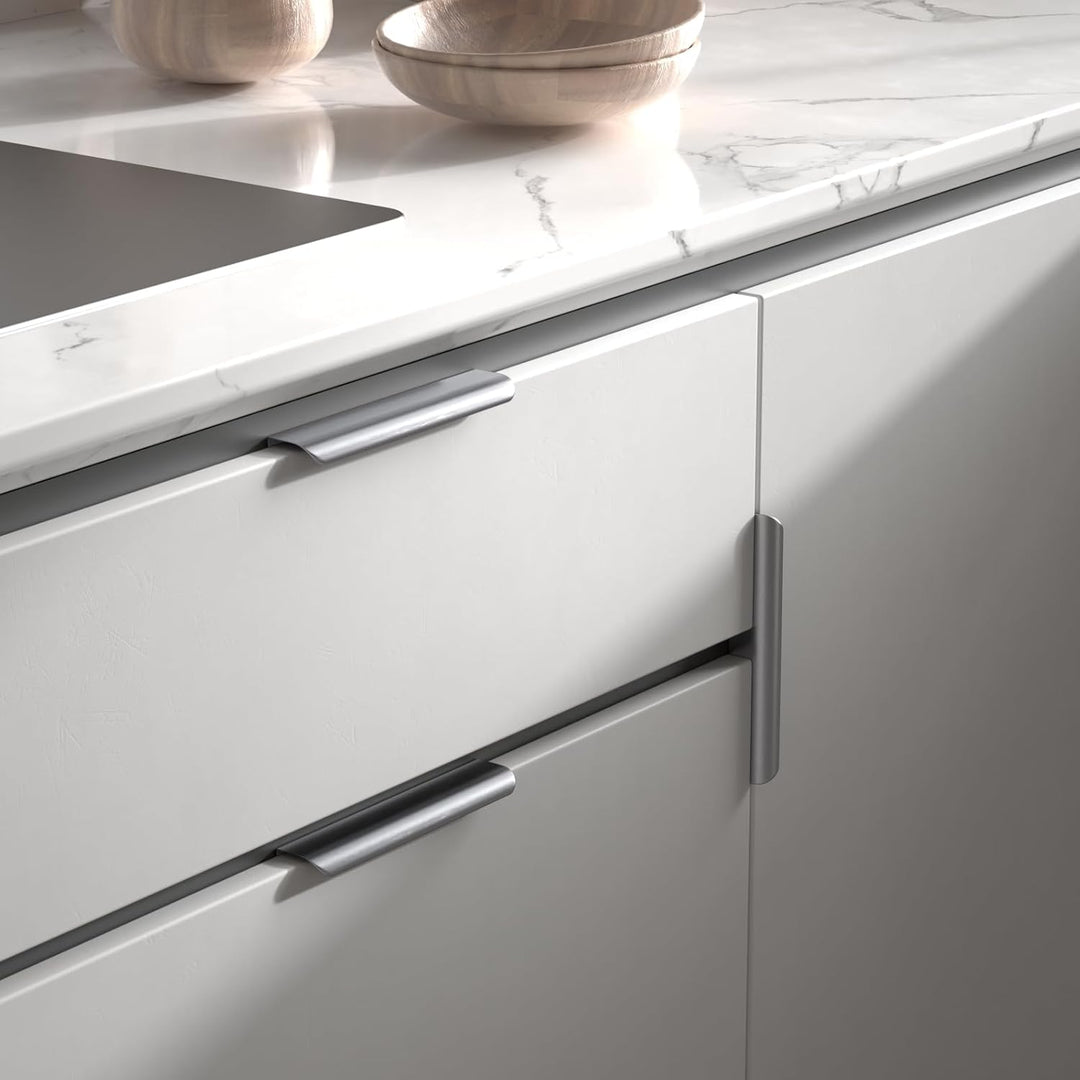 goldenwarm Aluminium 128mm Küchengriffe Profilgriff Gebürstet Schrankgriffe Türgriff Geschwungener S