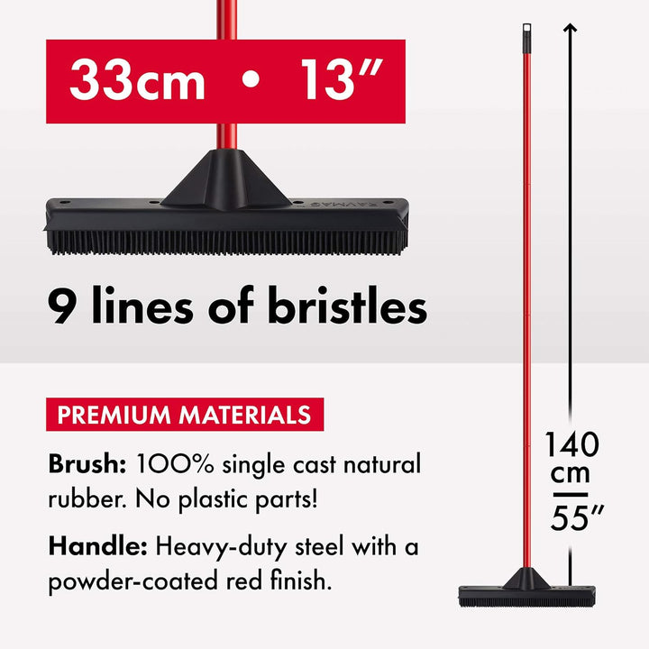 Tyroler Gummi Besen Mit Abzieher - 33 cm Breit - Design, Natürliche Gummi Borsten, Perfekt Für Haust