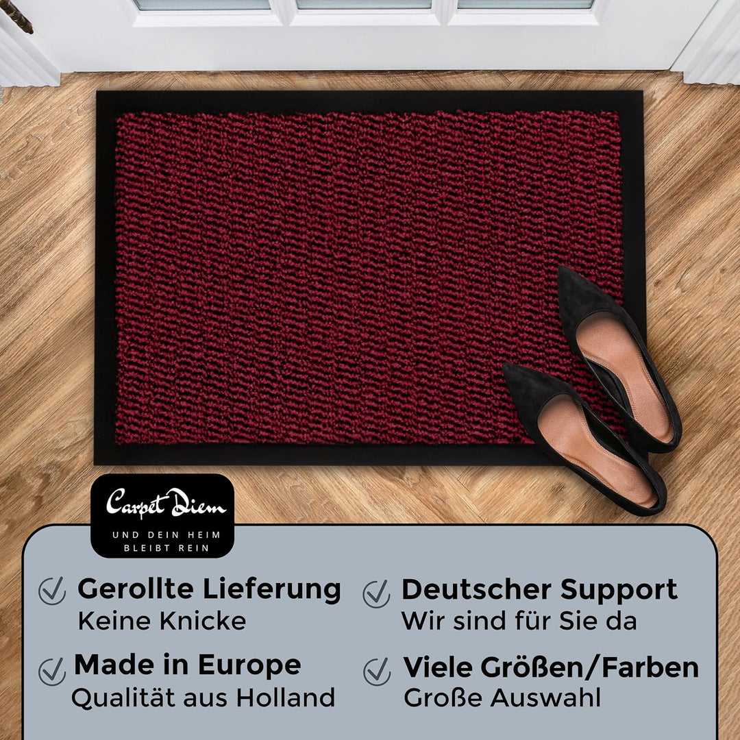 Jan Max Fussmatte Rot-Schwarz, 60x90 cm, rutschfeste Schmutzfangmatte 60 x 90 cm Rot-schwarz, 60 x 9