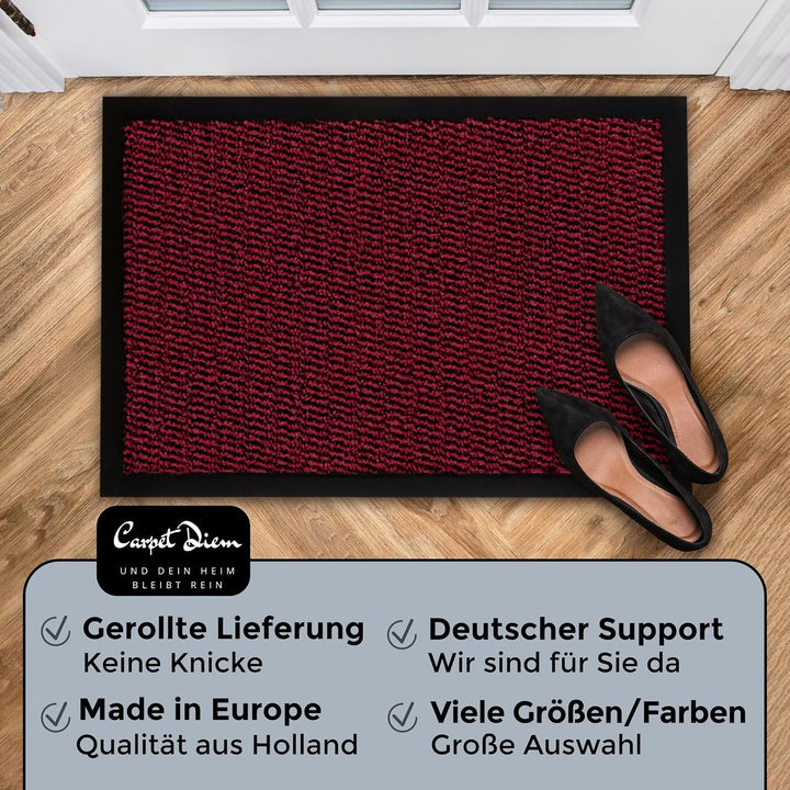 Jan Max Fussmatte Rot-Schwarz, 60x90 cm, rutschfeste Schmutzfangmatte 60 x 90 cm Rot-schwarz, 60 x 9
