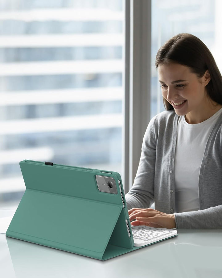 Für Lenovo Idea Tab &amp; K11 Gen 2 11" Hülle mit Tastatur QWERTZ Dunkelgrün Idea Tab 11" (2025) TB336FU