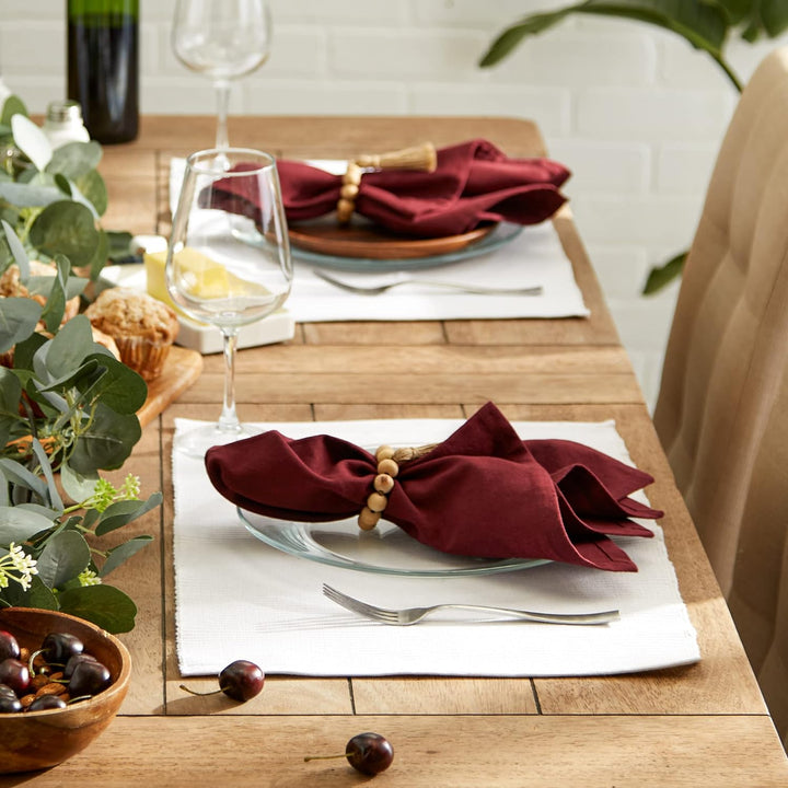 DII Basic Everyday Tischset aus 100% Baumwolle, gerippt, 33 x 48 cm, Weiss, 6 Stück Weiss/Opulenter