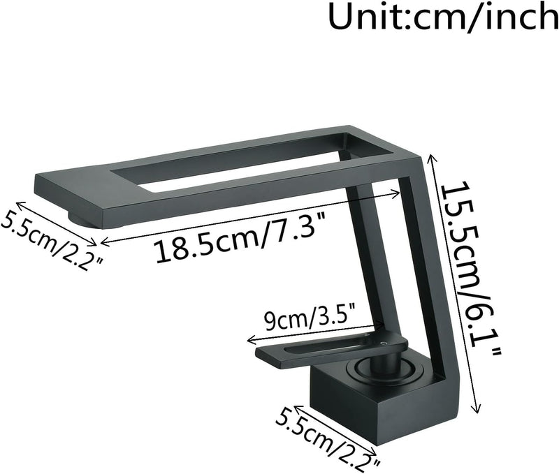 Zeitgenössisch Waschbecken Wasserhahn Waschtisch-Mischbatterie Kreatives Design, Matt-schwarz Monobl