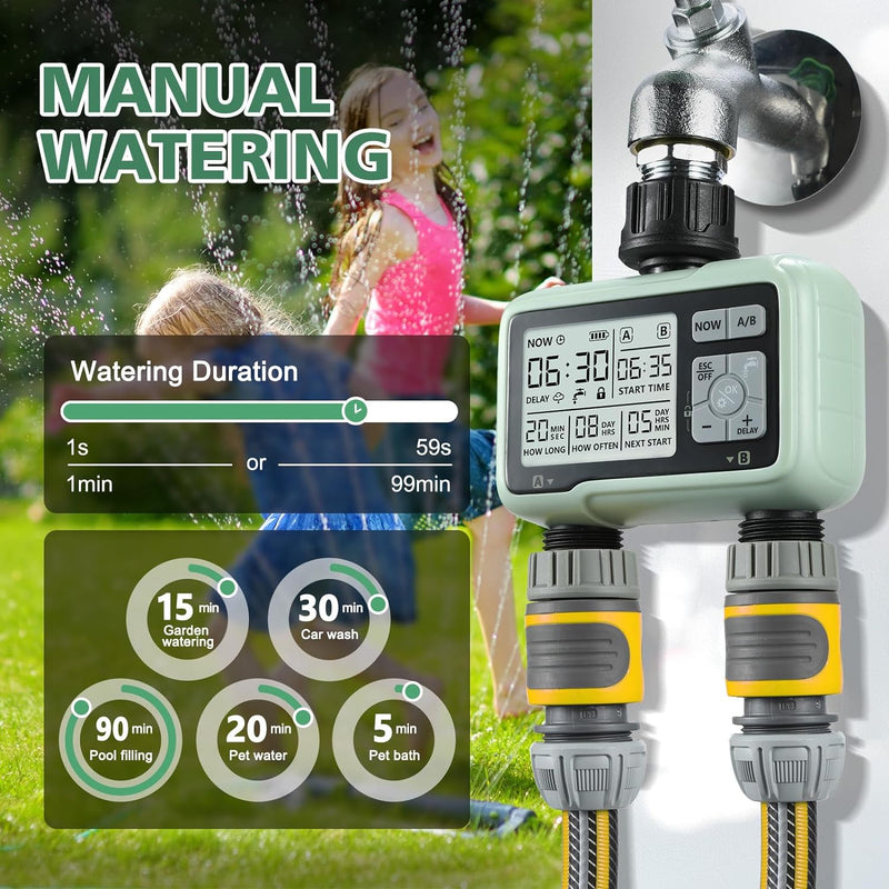 SOGUYI Bewässerungscomputer Garten Wasser Zeitschaltuhr mit Automatische/Manuell Bewässerungssystem,