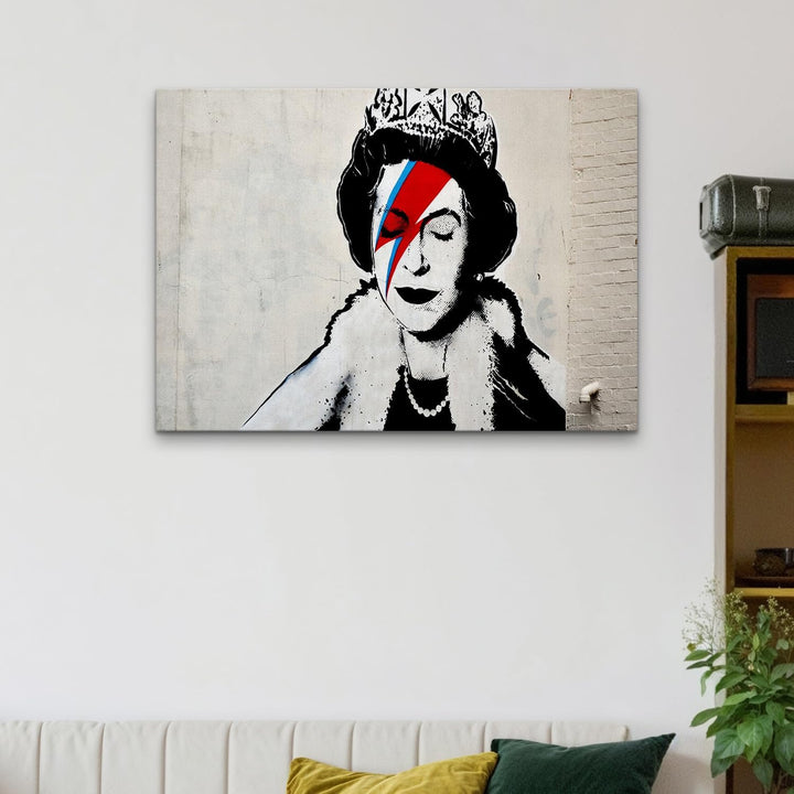 Giallobus - Gemälde - Banksy - - Standardleinwand - 140x100-09 - Königin - Bereit zum Aufhängen - Mo