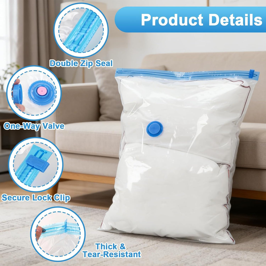 8 Stück Vakuumbeutel für Kleidung Reise 50 x 70 cm Wiederverwendbare Vacuum Bags for Clothing Bettde