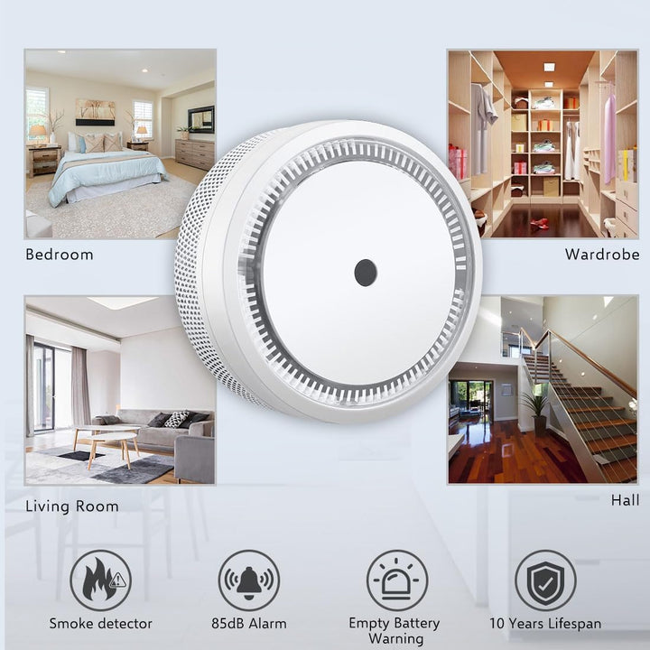 ELRO FS801061 FS8010 Mini Rauchmelder-Kompakt Design-mit 10 Jahres Batterie-EN 14604-6-Pack Rauchmel