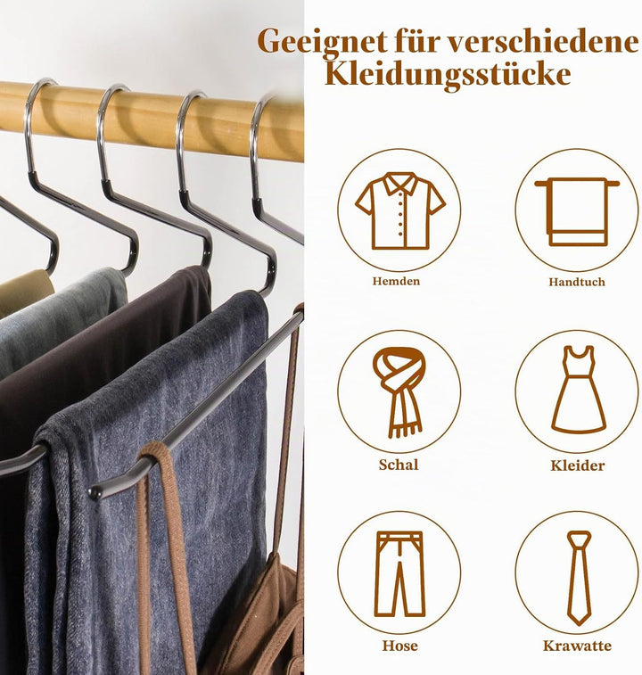 Hosenbügel aus Metall,30 Stück Hosenbügel Platzsparend mit offenem Ende und,36cm breit,Anti-Rutsch-R