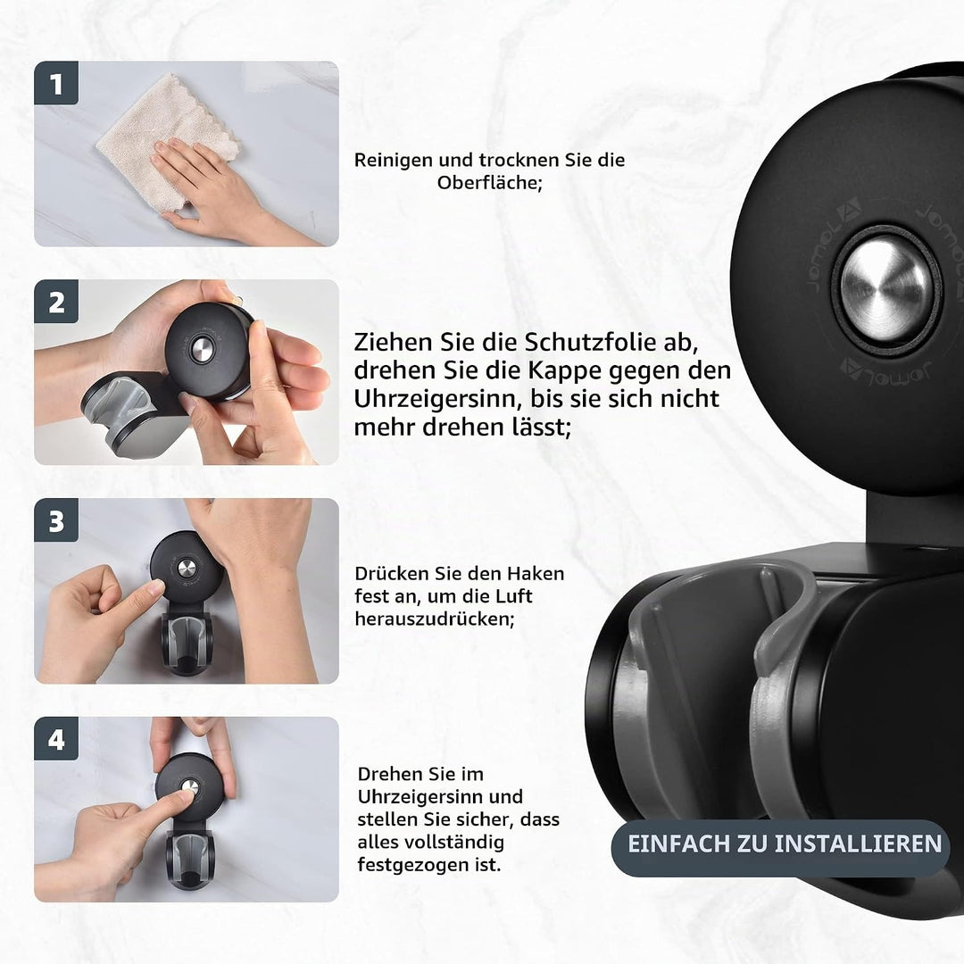 Duschkopfhalterung mit Saugnapf - JOMOLA Duschkopfhalterung Ohne Bohren 4 Winkel Verstellbarer Handb