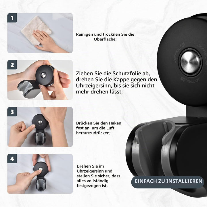 Duschkopfhalterung mit Saugnapf - JOMOLA Duschkopfhalterung Ohne Bohren 4 Winkel Verstellbarer Handb