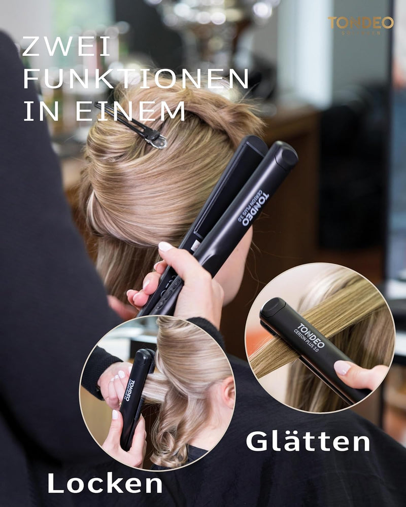 TONDEO Glätteisen CERION PLUS 3.0 | Haarglätter zum Locken und Glätten der Haare | Von Profi-Friseur