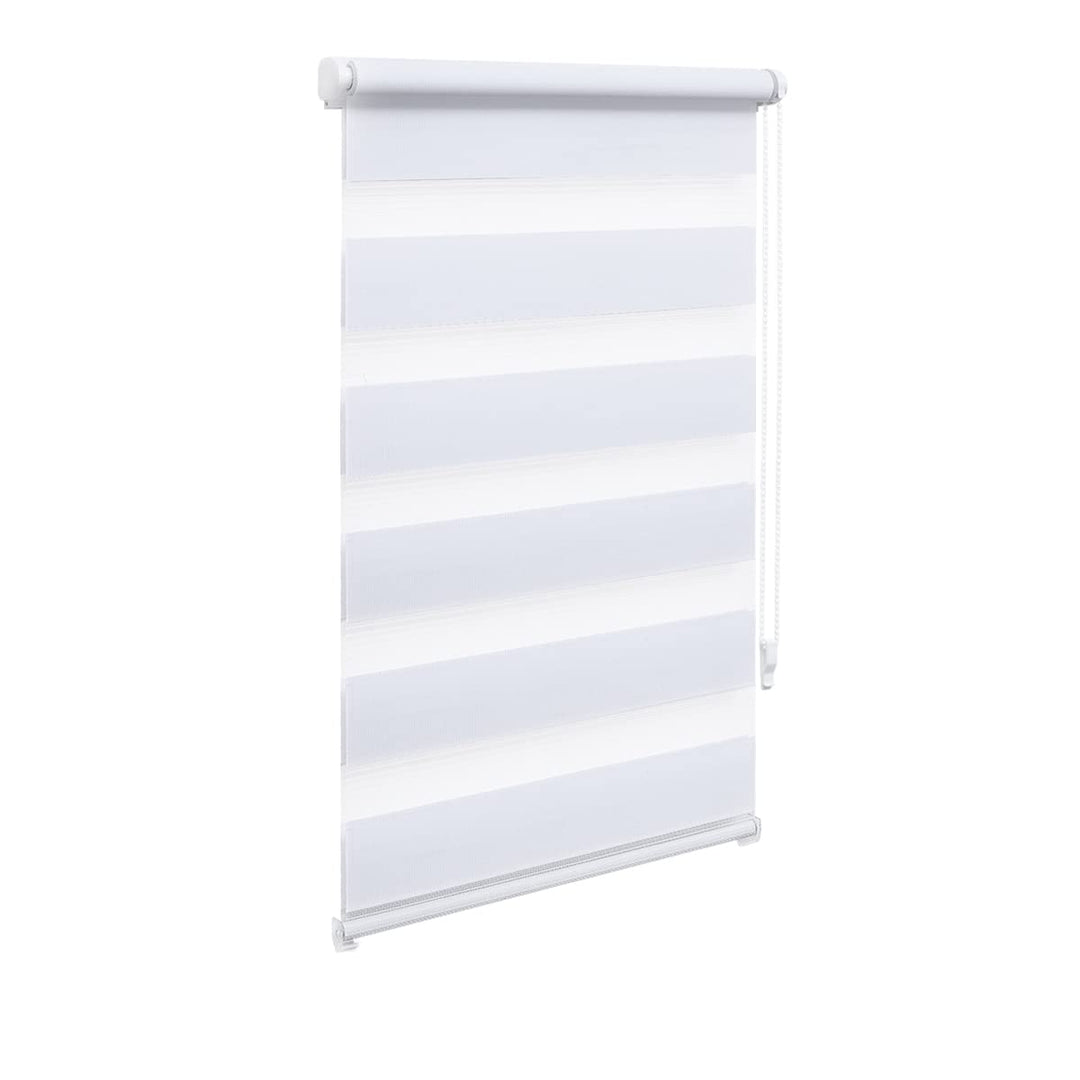 OBdeco Doppelrollo Duo Rollo Klemmfix ohne Bohren B80cm x H150cm(Stoffbreite 76 cm) Weiss für Fenste