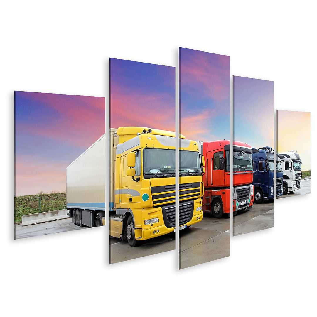 bilderfelix® LKW, Transport Wandbild Leinwandbild Poster DLY 170x80 5-teilig, 170x80 5-teilig