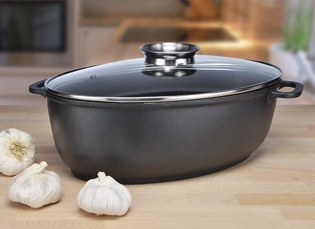 Aluguss-Bräter 8,3 L, 2-fache Antihaft-Beschichtung, mit Glasdeckel