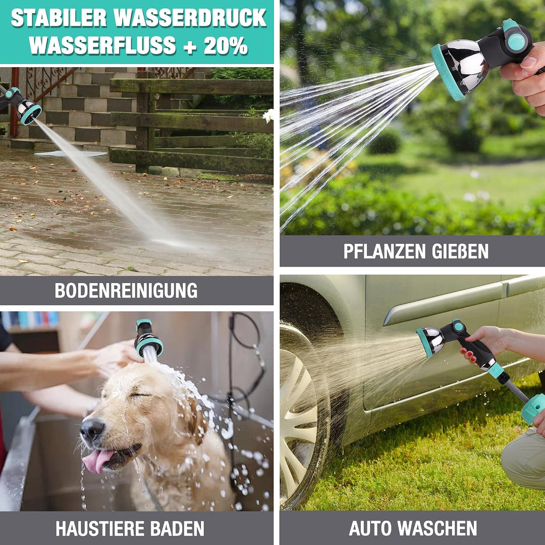 HAUSHOF Schlauchtrommel 30+2m Gartenschlauchaufroller mit 180° Schwenkbarer Wandhalterung und 10 Spr