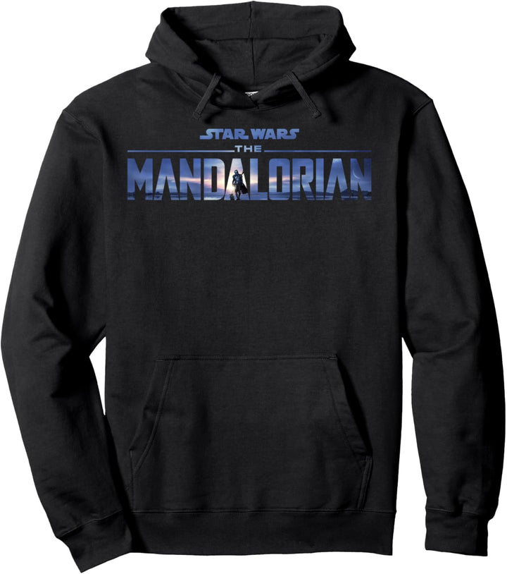 Star Wars Mandalorian Mando In The Horizon Text Pullover Hoodie