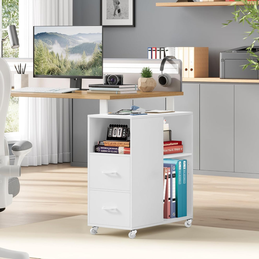 HOCSOK Rollcontainer, Aktenschrank mit Schublade und Fächern, Büroschrank Lagerschrank, Beistelltisc