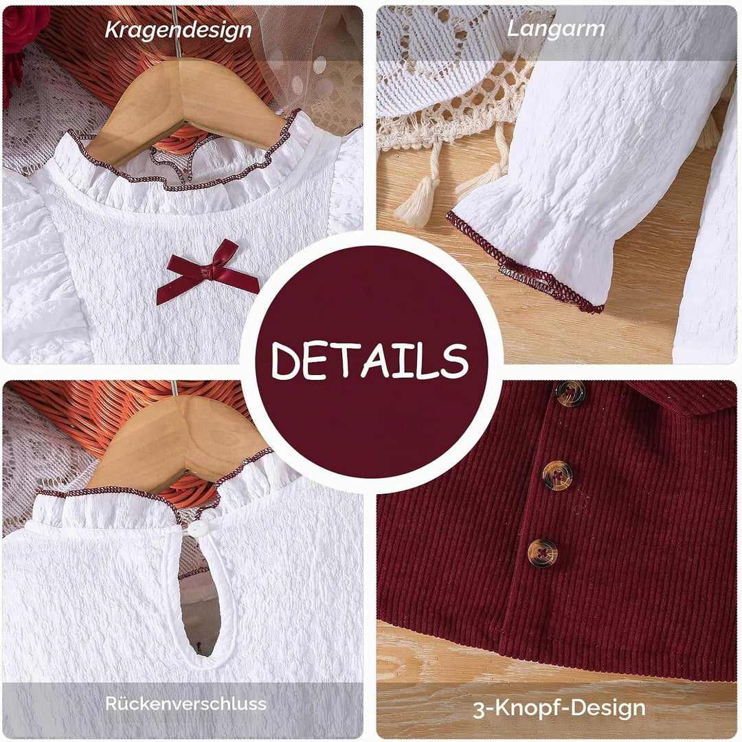 Kleinkind Baby Mädchen Outfits Ruffle Rollkragen Langarm Shirt + Bowknot Mini Rock 2 Stück Herbst Wi