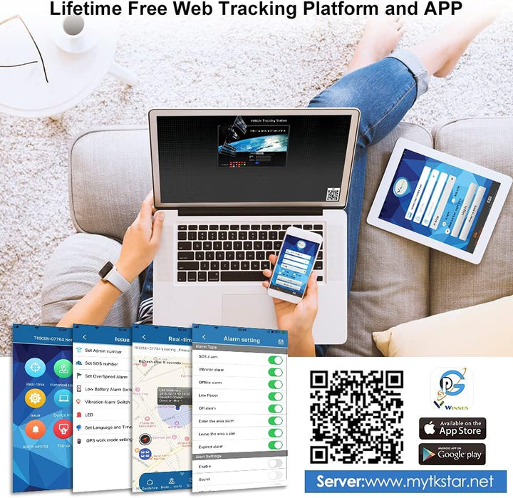 WInnes 4G GPS Tracker Auto Ohne ABO, 20000mAh GPS Ortungsgerät mit 240 Tage Standby, Echtzeit Tracki