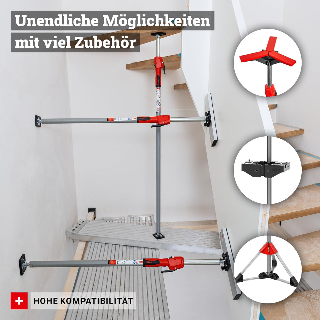 BESSEY Decken- und Montagestütze STE250 mit Pumpgriff, Verstellweg 1450-2500 mm, äusserst stabile Ko