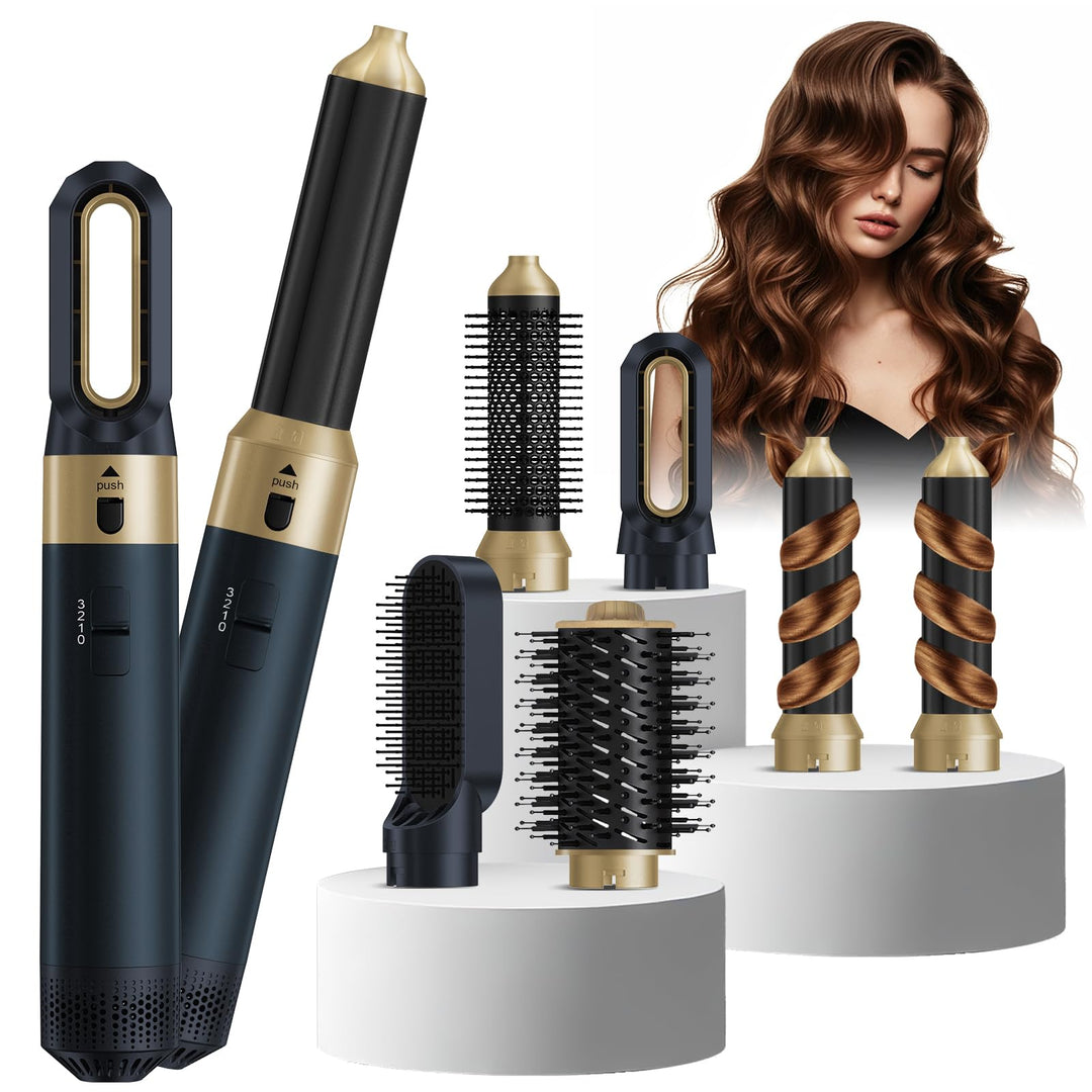 6-in-1 Hair-styler, Ionen Föhn, 1000W Multifunktionaler Hairstyler, Lockenstab Automatisch, Keramikt